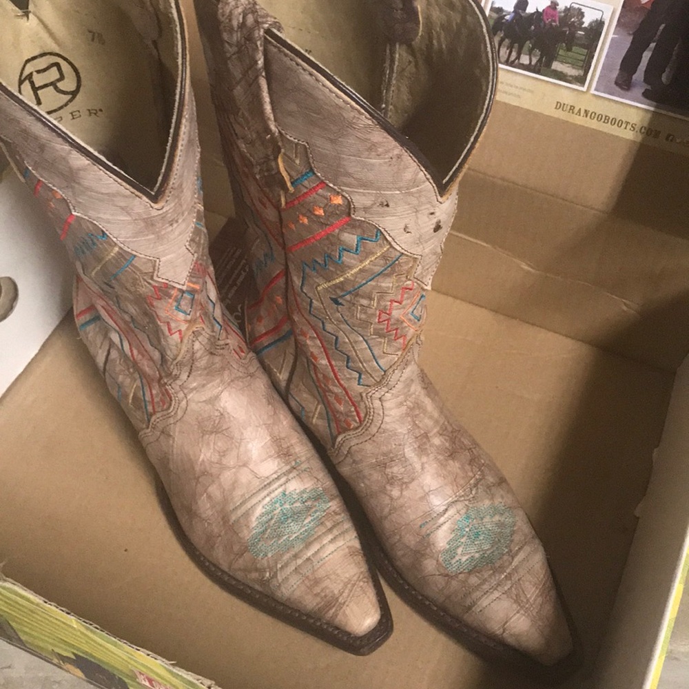 Leather Boots opper & Turquoise